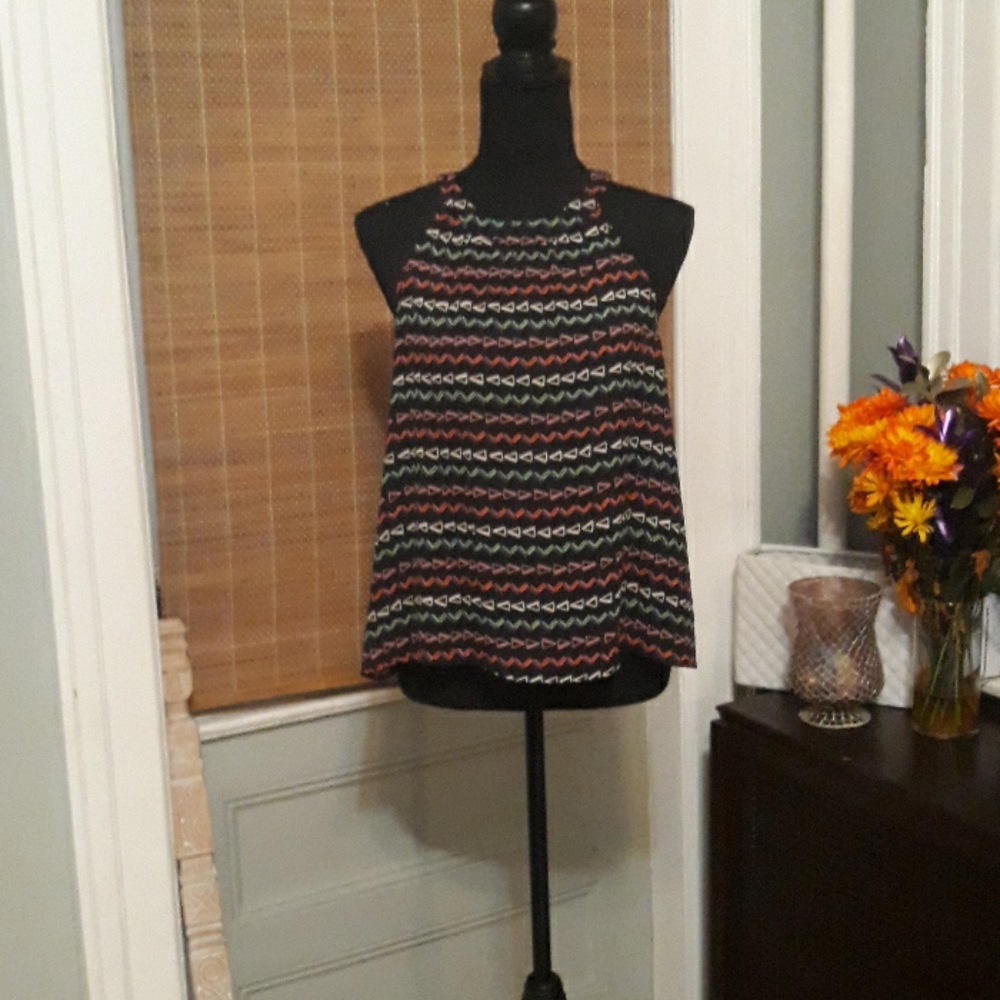 Lush Multi Colored Open Back Blouse